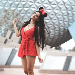 Minnie Mouse Satin Polka Dot Bow Ear Headband Red